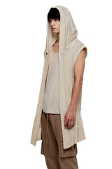 JONNY COTA MESH MONK HOODIE IN BONE