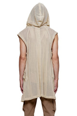 JONNY COTA MESH MONK HOODIE IN BONE
