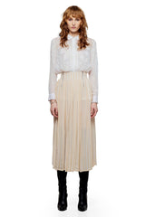 JONNY COTA PLEATED SHEER SKIRT WITH CHAINS PRINT IN BONE AND RFD