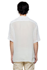 JONNY COTA SHEER BANDANA BUTTON UP PARTY SHIRT IN WHITE