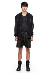 JONNY COTA SHEER BOMBER JACKET IN BLACK