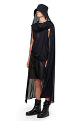 JONNY COTA SHEER CAPE HAT IN BLACK