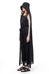 JONNY COTA SHEER CAPE HAT IN BLACK