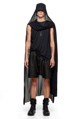 JONNY COTA SHEER CAPE HAT IN BLACK