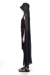 JONNY COTA SHEER CAPE HAT IN BLACK