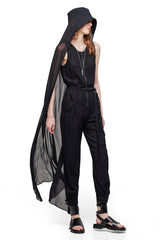 JONNY COTA SHEER CAPE HAT IN BLACK
