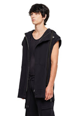 JONNY COTA SLEEVELESS LONG HOODIE IN BLACK