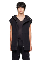 JONNY COTA SLEEVELESS LONG HOODIE IN BLACK