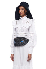 JONNY COTA VEILED BUCKET HAT IN BLACK