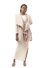 JONNY COTA WOMEN'S OUTERWEAR DRAPED HOOD COAT IN BROWN