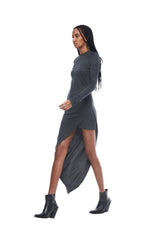JONNY COTA womens-dresses ASYMMETRICAL MINI DRESS IN GREY