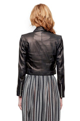 JONNY COTA womens-outerwear CROSSOVER LEATHER JACKET IN BLACK
