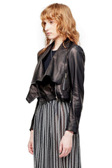 JONNY COTA womens-outerwear CROSSOVER LEATHER JACKET IN BLACK