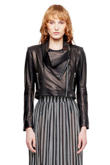 JONNY COTA womens-outerwear CROSSOVER LEATHER JACKET IN BLACK