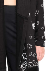 JONNY COTA WOMENS OUTERWEAR DRAPED HOODIE IN BLACK BANDANA