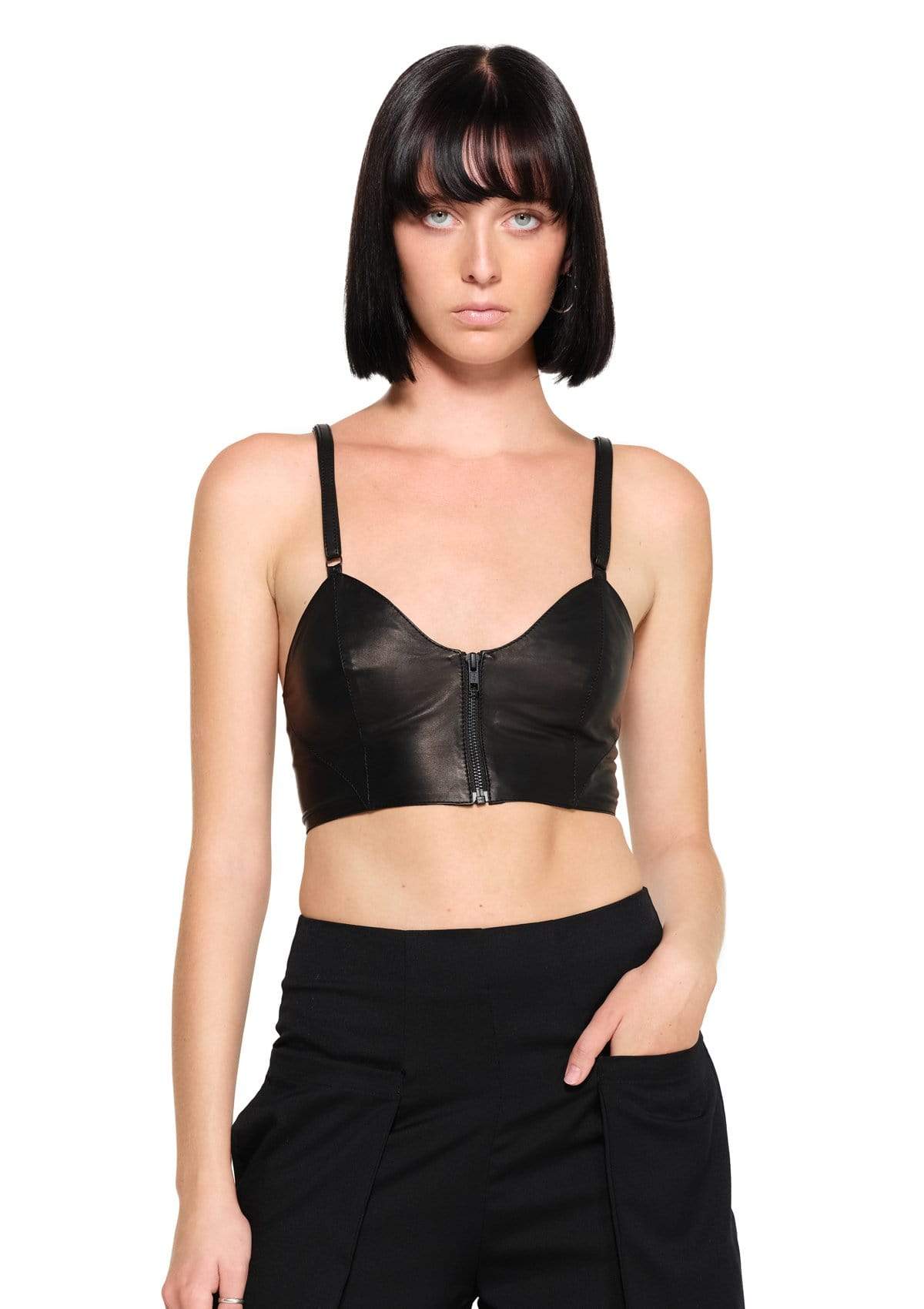 Leather Bra - Black Leather, Other
