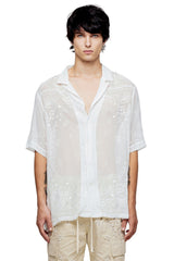 JONNY COTA XS SHEER BANDANA BUTTON UP PARTY SHIRT IN WHITE