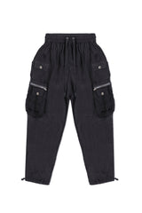 SHEER CARGO PANTS IN BLACK
