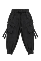TERRY CARGO PANTS IN BLACK