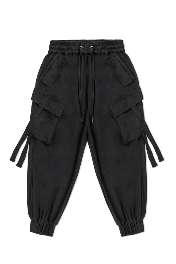 TERRY CARGO PANTS IN BLACK
