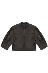 CROPPED BOMBER JACKET IN BLACK