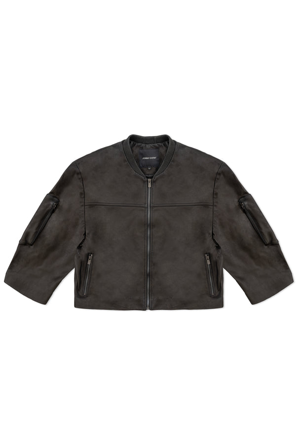 CROPPED BOMBER JACKET IN BLACK