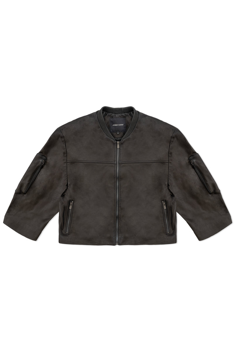 CROPPED BOMBER JACKET IN BLACK