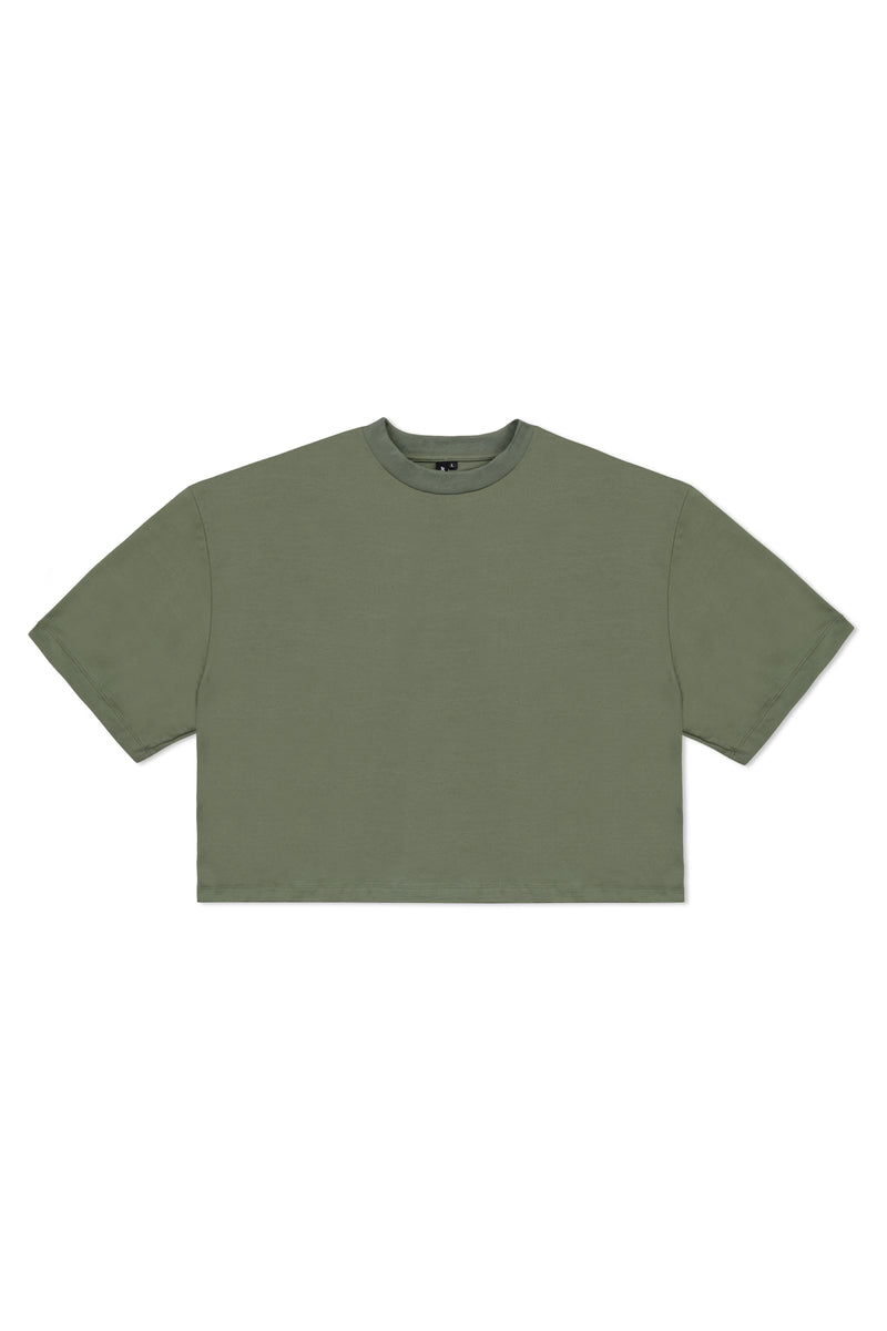 TERRY BOXY T-SHIRT IN GRASS GREEN