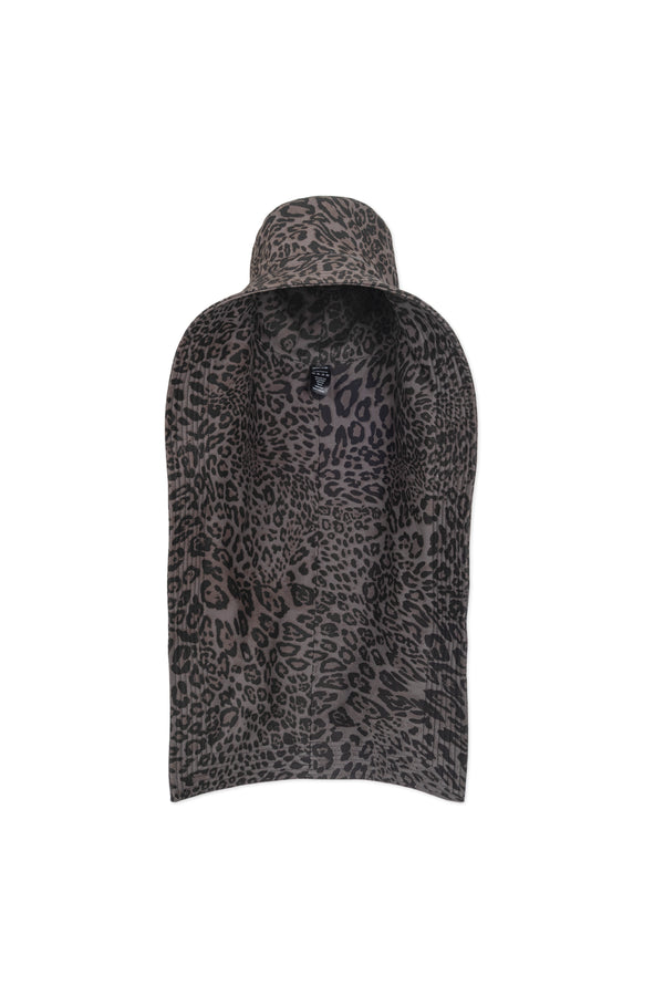 VEILED BUCKET HAT IN GREY LEOPARD