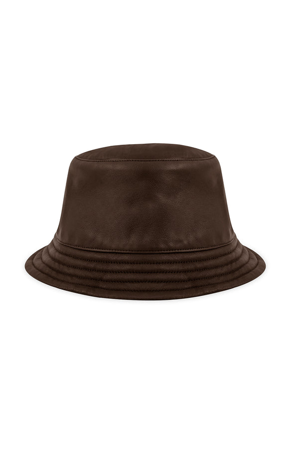 BUCKET HAT IN BROWN LEATHER