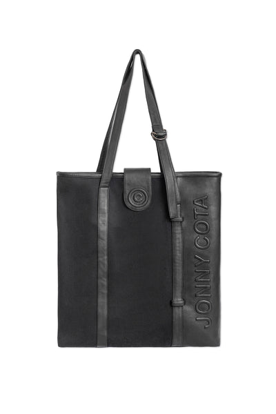 LEATHER LOGO TOTE BAG IN BLACK – JONNY COTA