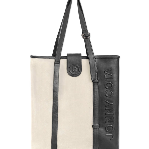 LEATHER LOGO TOTE BAG IN BONE – JONNY COTA
