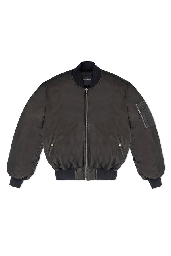 AVIATOR BOMBER JACKET IN BLACK LEATHER
