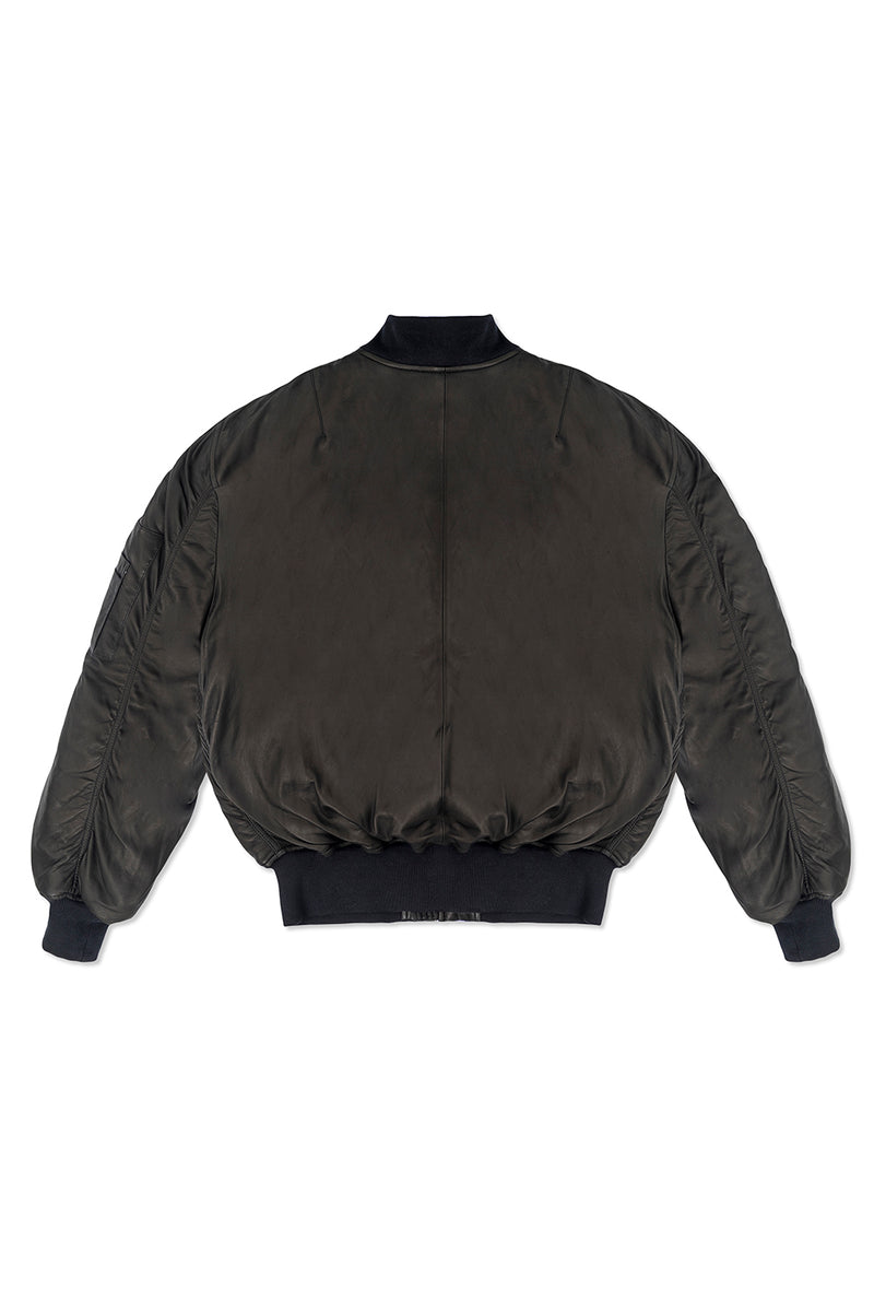 AVIATOR BOMBER JACKET IN BLACK LEATHER