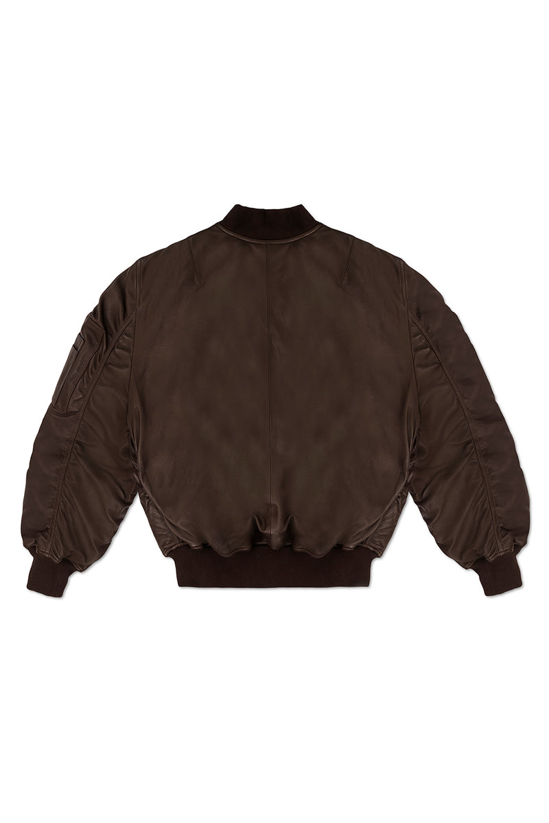 AVIATOR BOMBER JACKET IN BROWN LEATHER