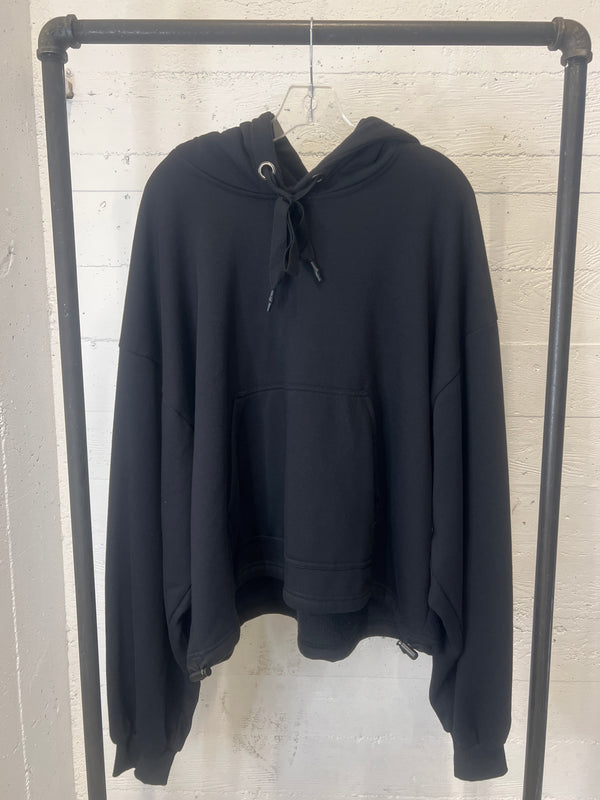 Fleece boxer hoodie in black
