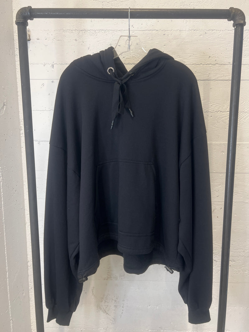 Fleece boxer hoodie in black