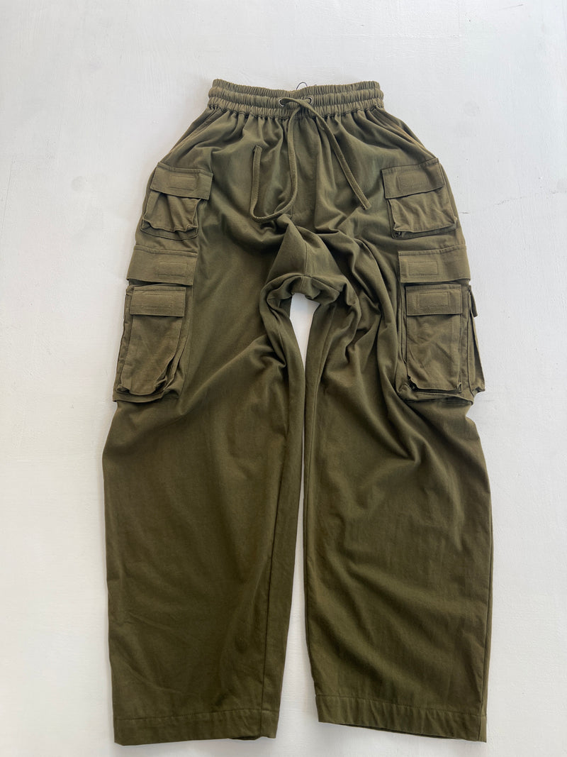 Jersey cotton cargo boxer pants green size XS