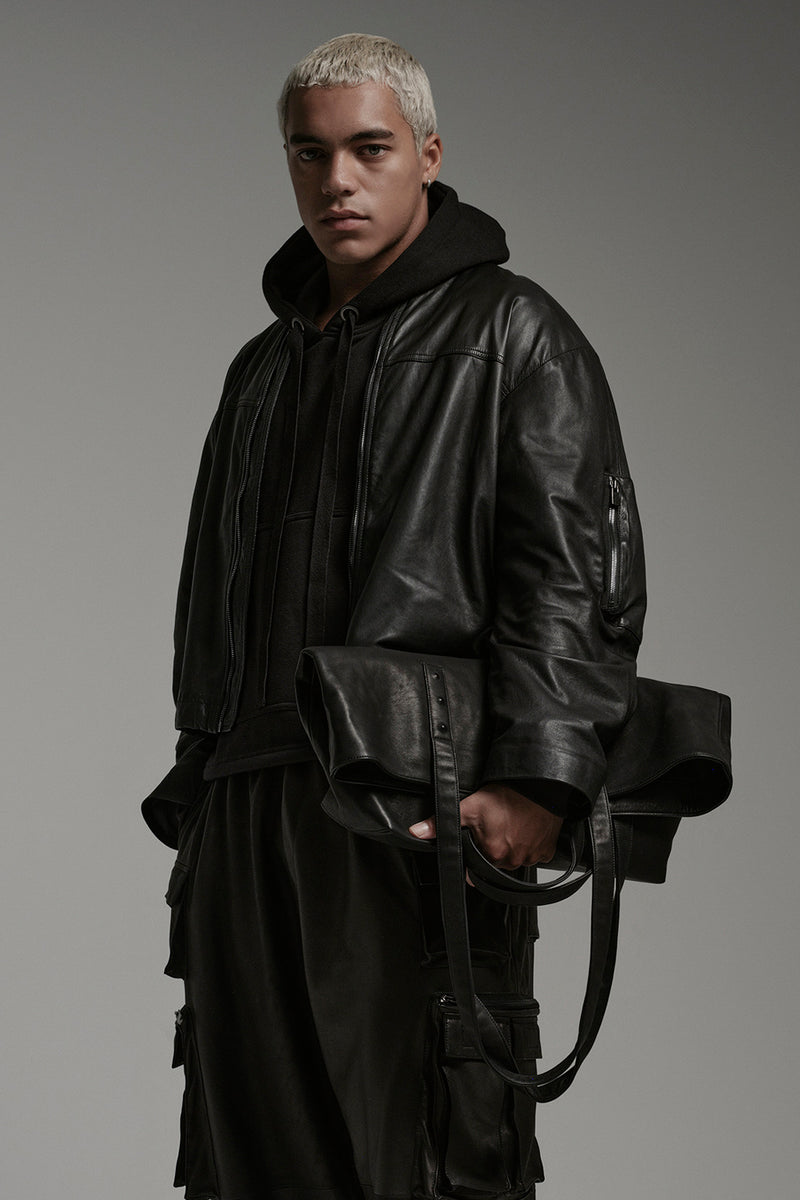 CROPPED BOMBER JACKET IN BLACK