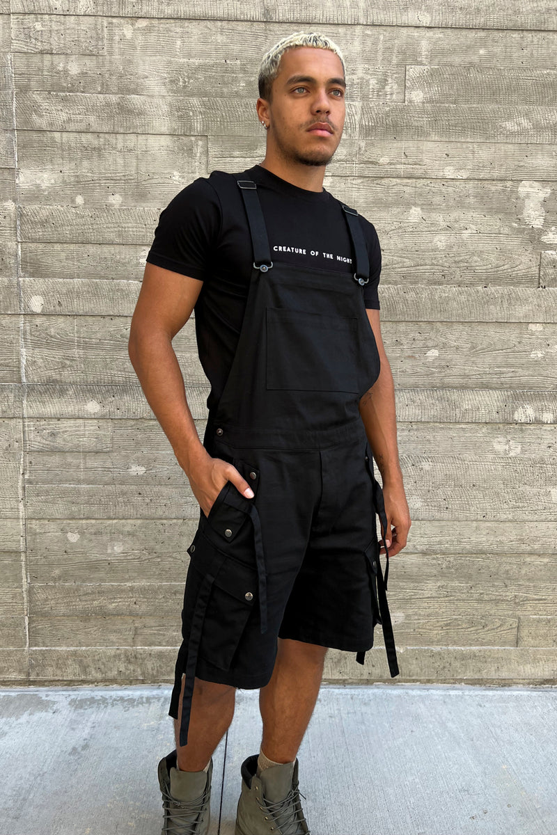 OVERALL SHORTS IN BLACK