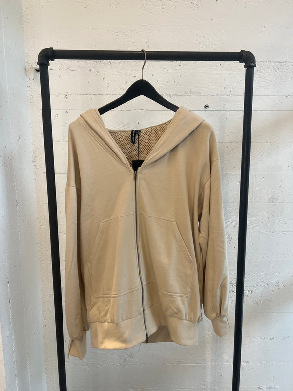 Skingraft Oversized Fleece zip up hoodie sample one size bone- Mens