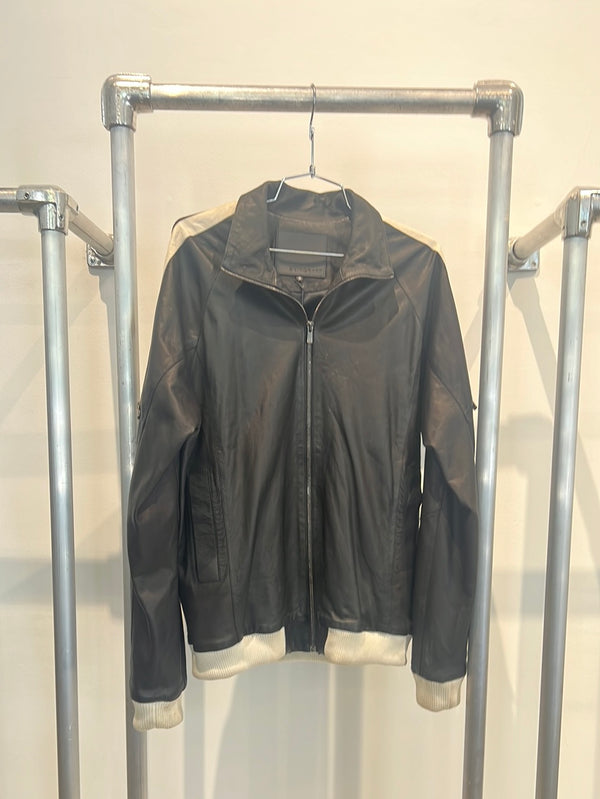 Leather bomber jacket imperfect leather Skingraft runway sample men’s m