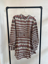 Puff sleeve mini dress in pink houndstooth size XL