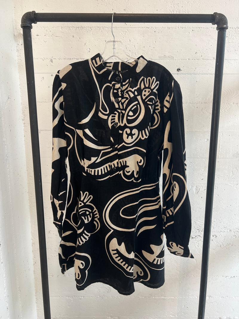 Puff sleeve mini dress in panther print size large