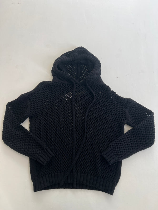 Knit hoodie in black XS