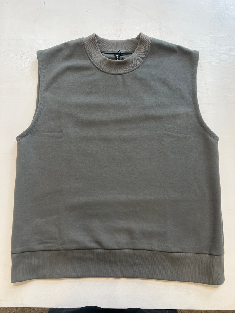 Sleeveless fleece sweatshirt sample in dark grey size L
