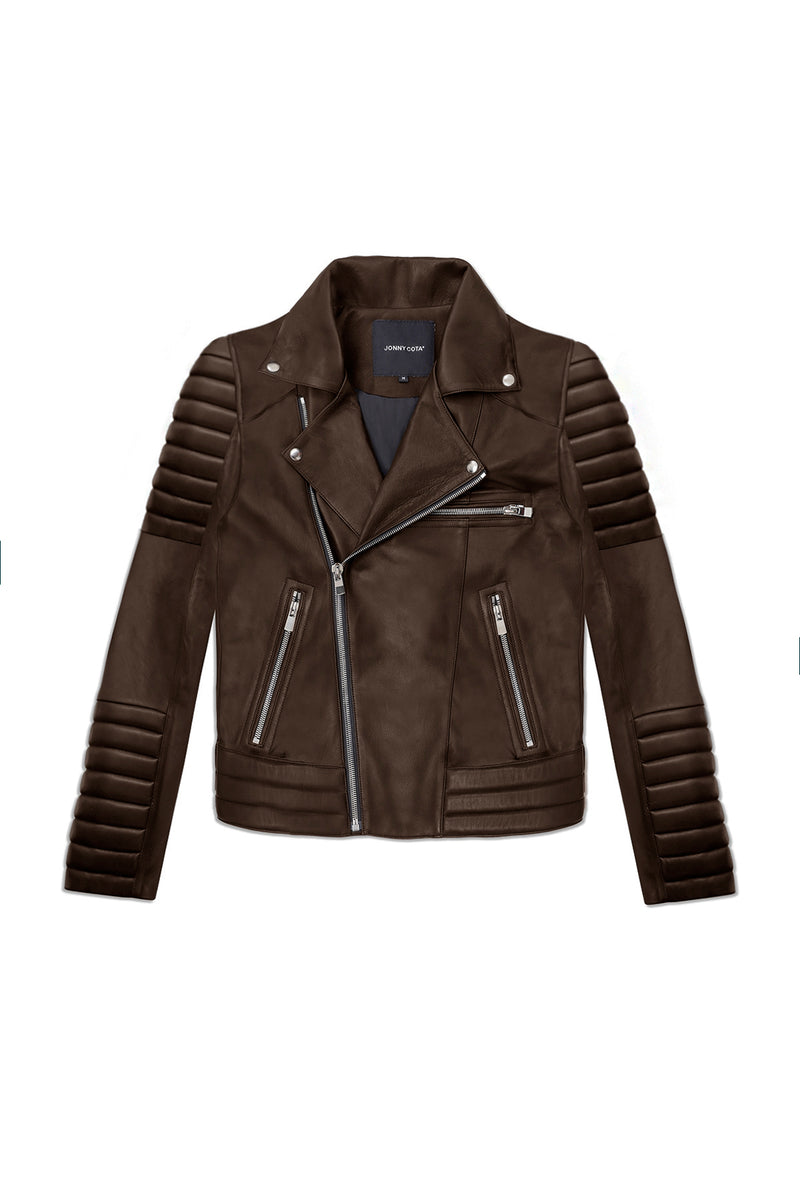 RACING JACKET IN BROWN LEATHER