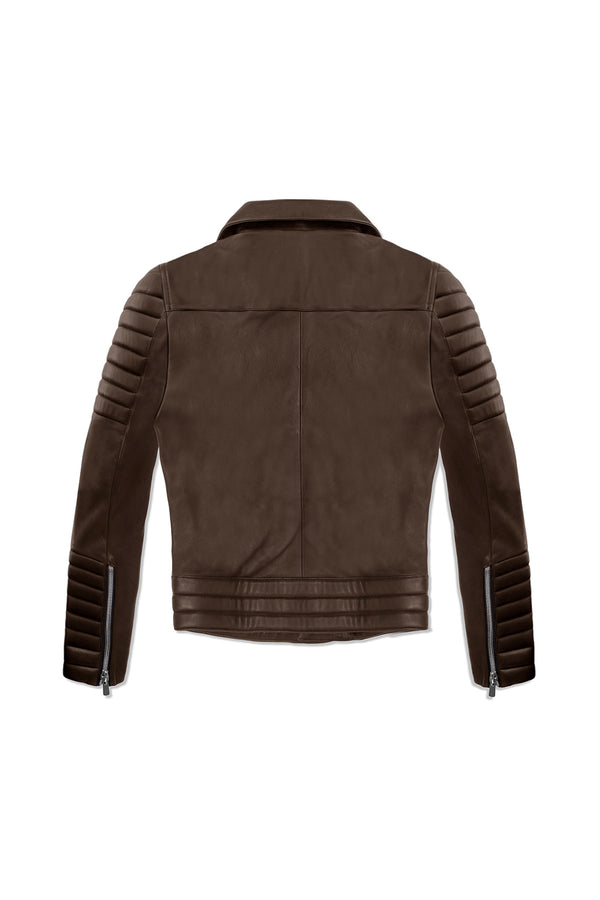 RACING JACKET IN BROWN LEATHER