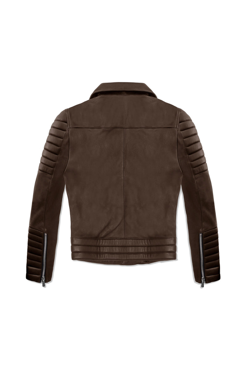 RACING JACKET IN BROWN LEATHER