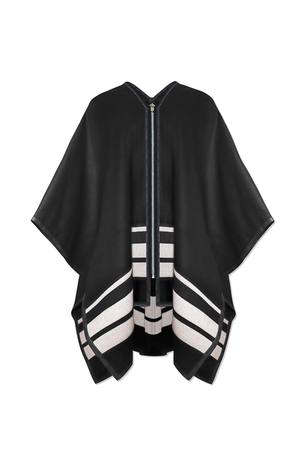 Wool poncho in black